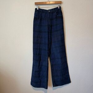 Laurence Bras Blue Striped Corduroy Straight Leg Trouser Pants Size 38 US Medium